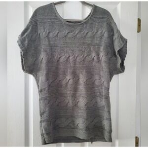 Express womens gray‎ grey cable knit short sleeve sweater size Medium